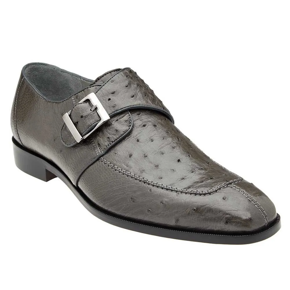 Belvedere Josh Men's Split Toe Monkstraps Gray Genuine Ostrich Loafers