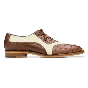 Belvedere Sesto Men's Oxfords Brown/Cream Genuine Ostrich Shoes