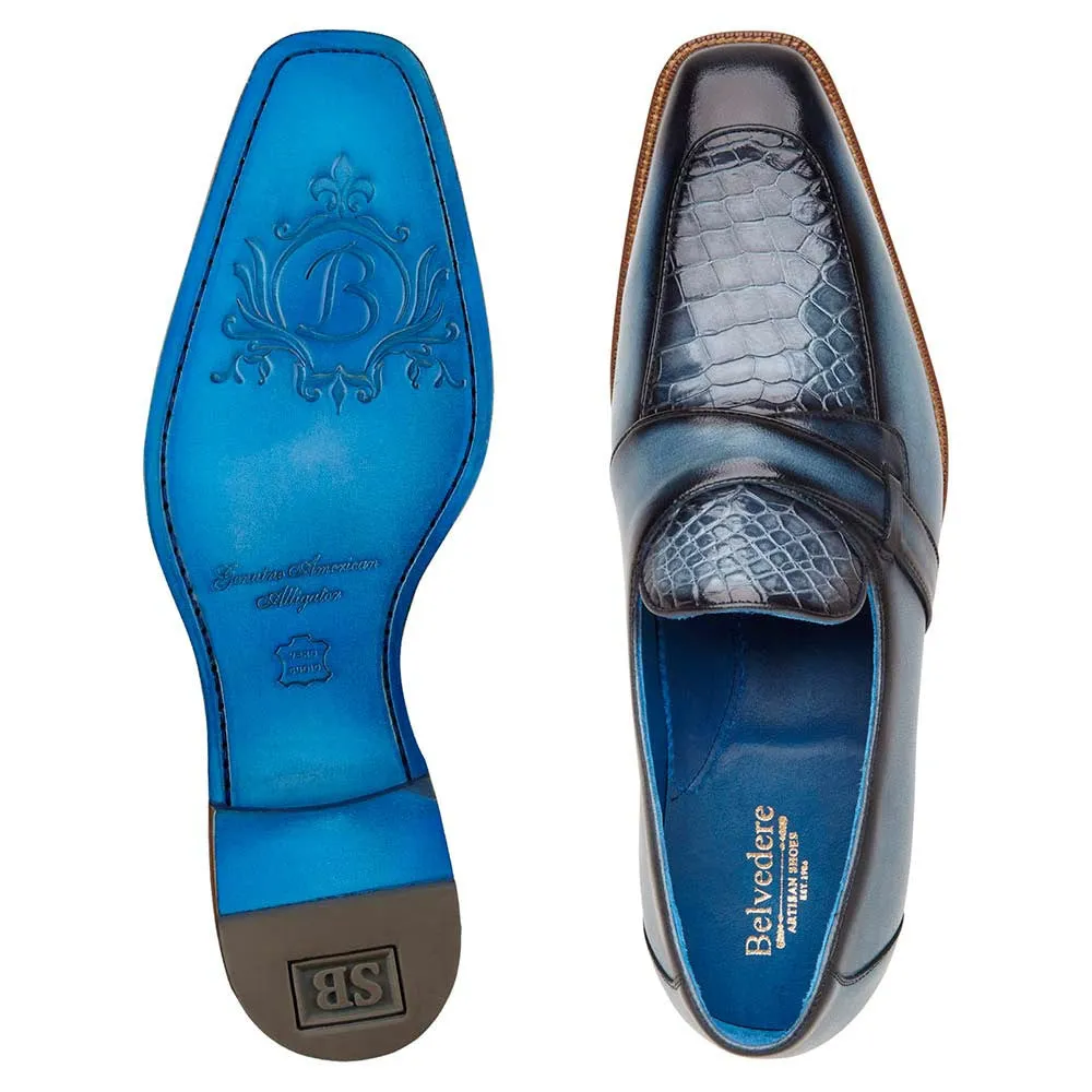 Belvedere Tornado Blue Jean American Alligator Loafer