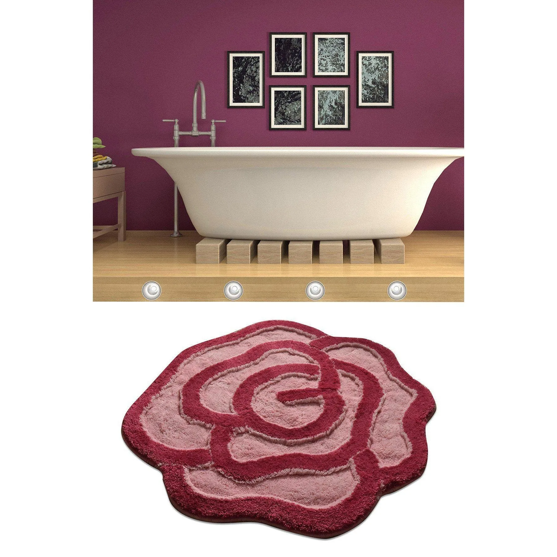 Big Rose - Fuchsia  Bath Mat