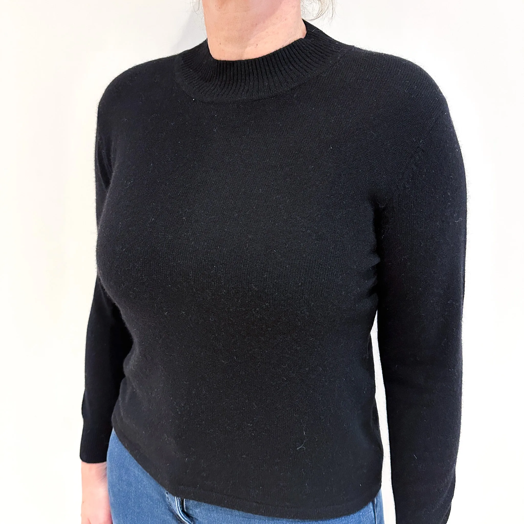 Black Cashmere Turtle Neck Jumper Large Petite