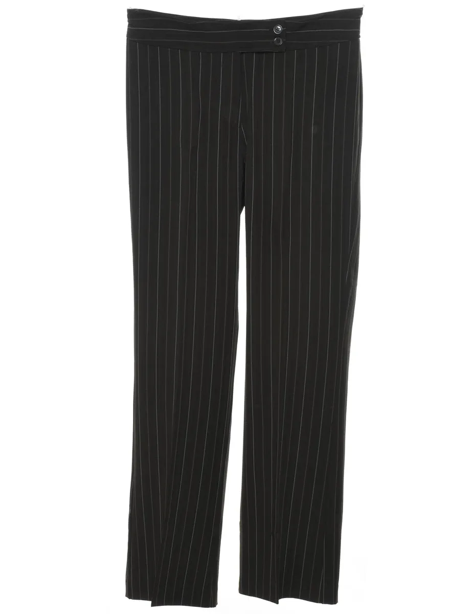 Black Classic Pinstriped Trousers - W32 L32