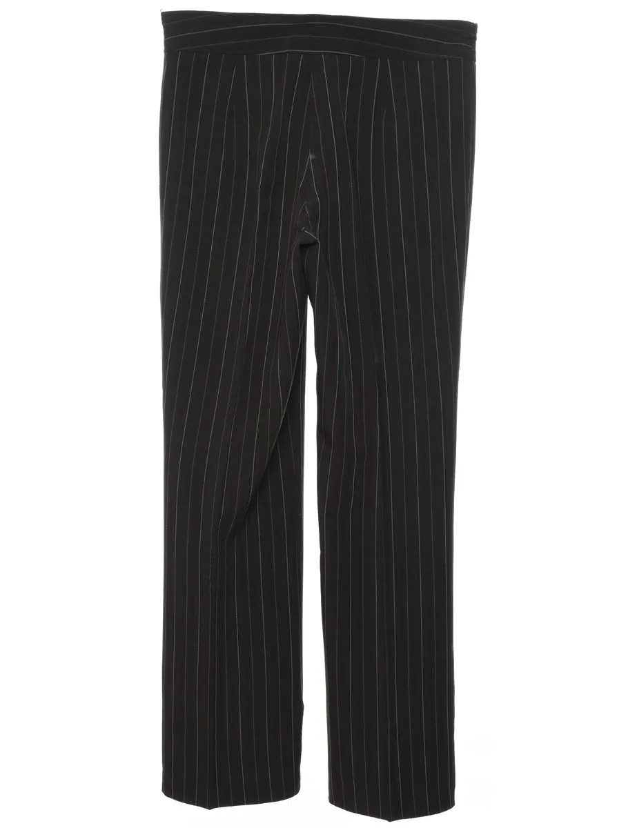 Black Classic Pinstriped Trousers - W32 L32