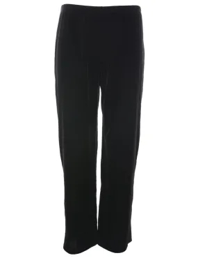 Black Elasticated Waist Velvet Trousers - W28 L28