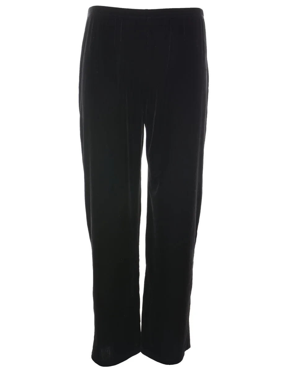 Black Elasticated Waist Velvet Trousers - W28 L28