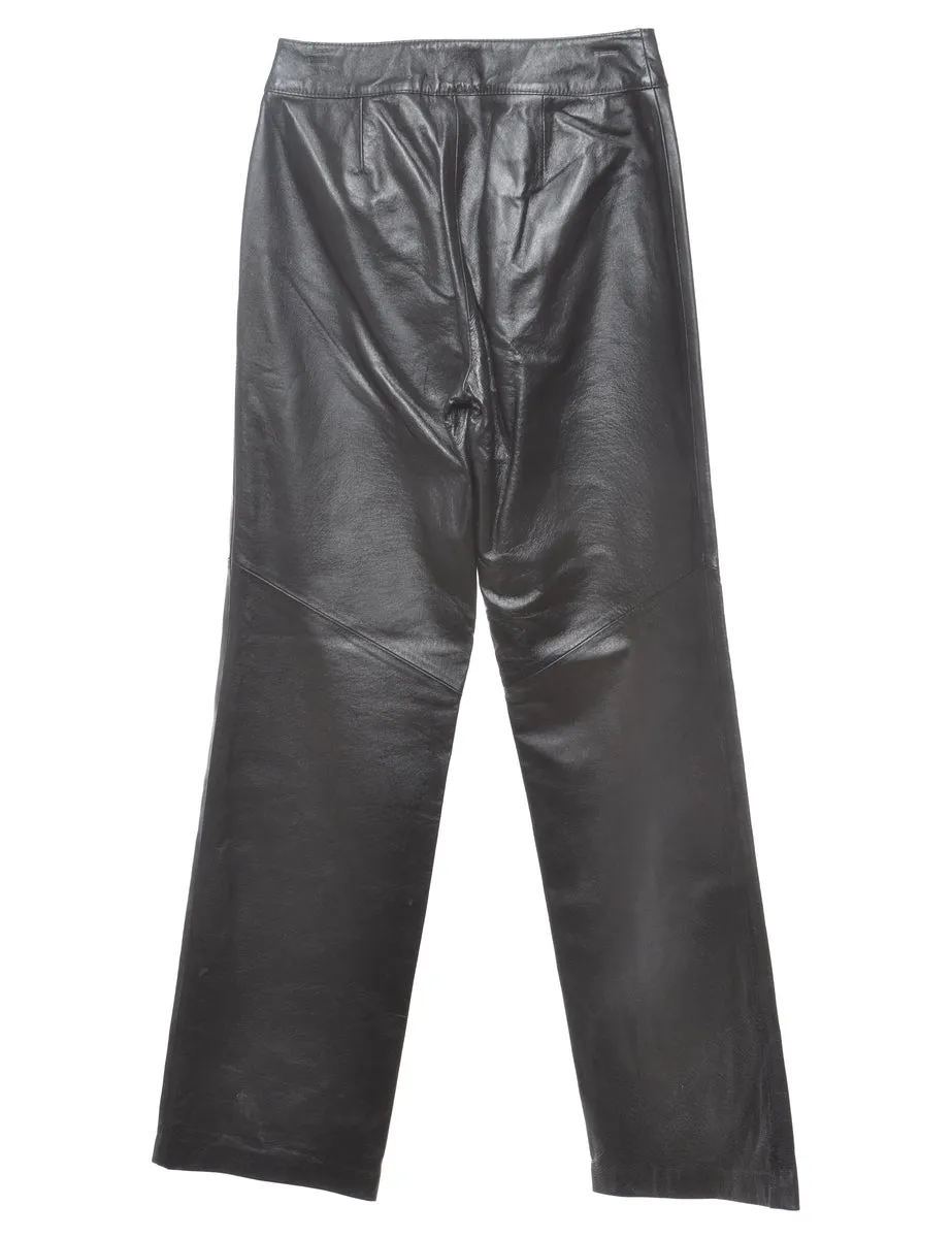 Black Leather Trousers - W26 L32