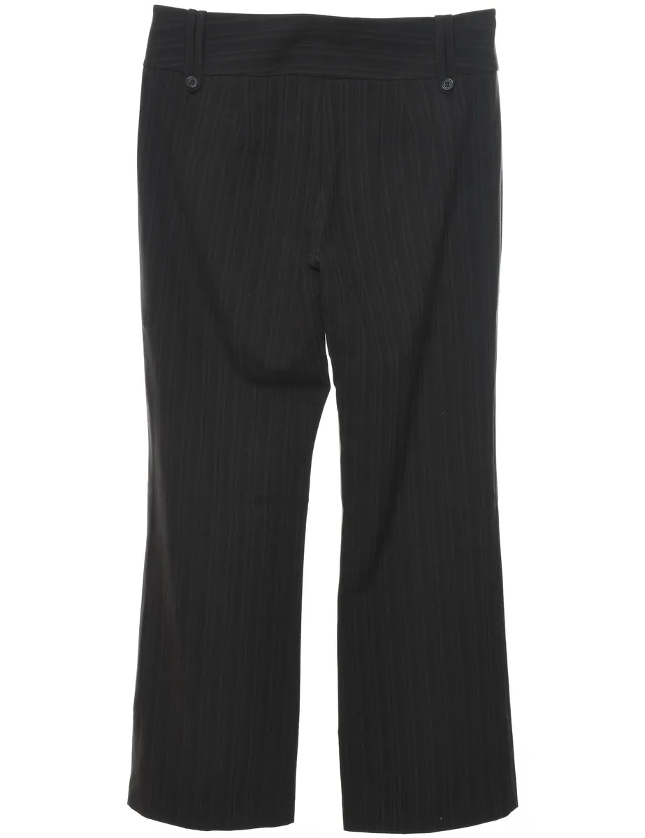 Black Plain Striped Trousers - W36 L32