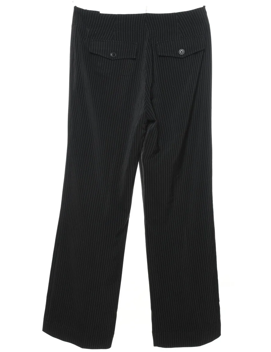 Black Striped High Waist Trousers - W32 L32