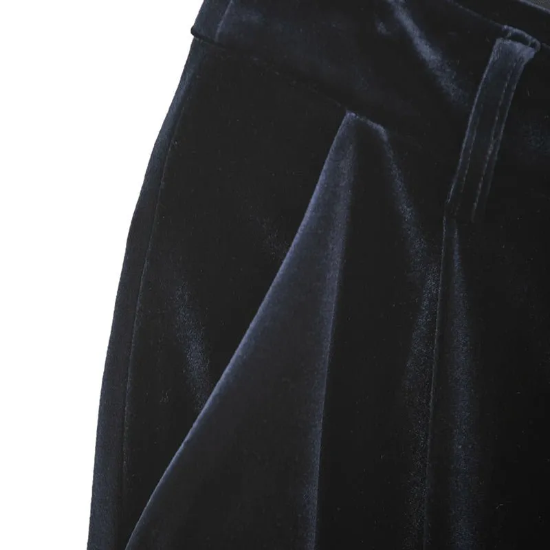 Black Velvet Wide Leg Pants