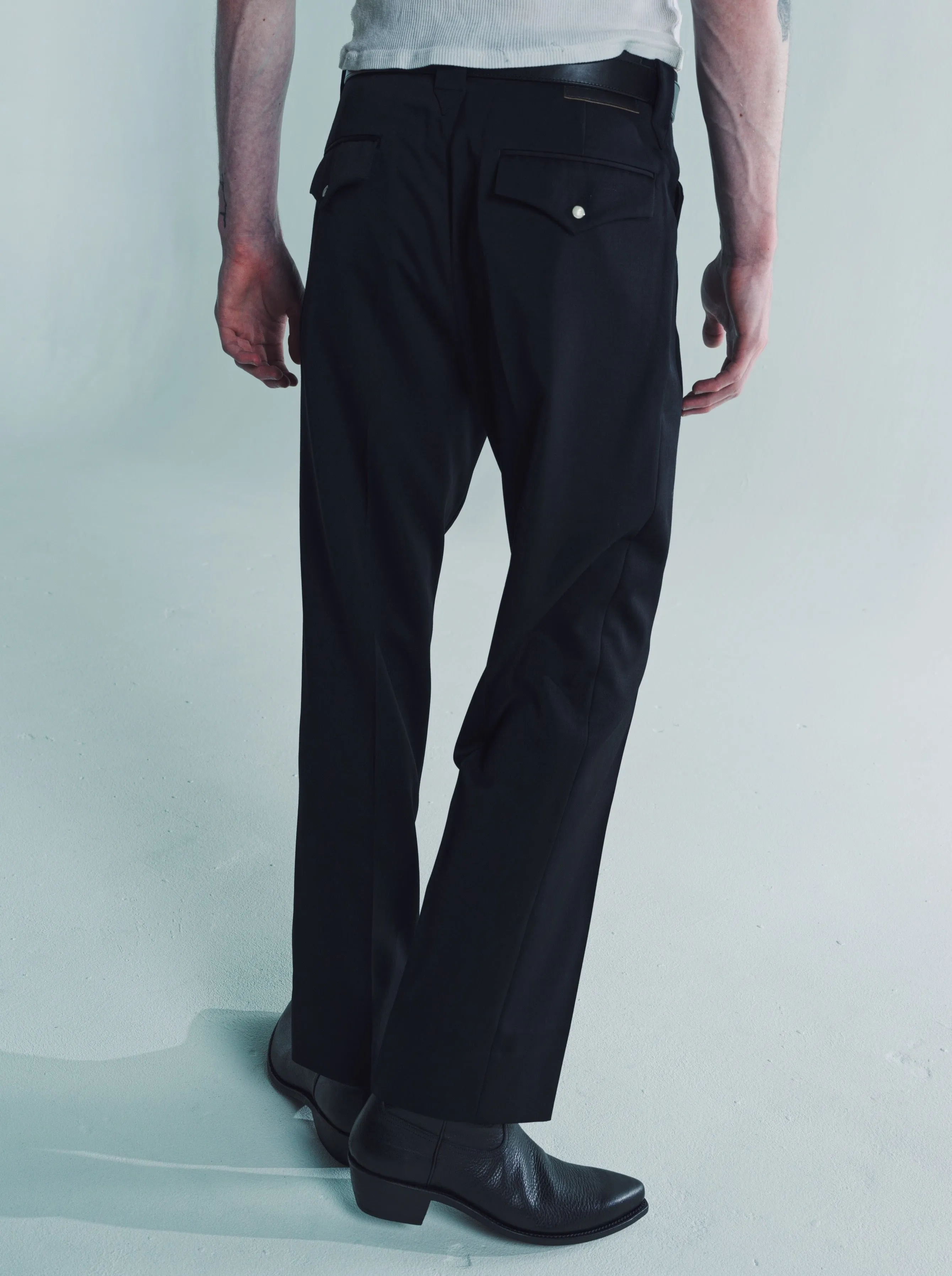 Black Wool & Satin Western Trousers