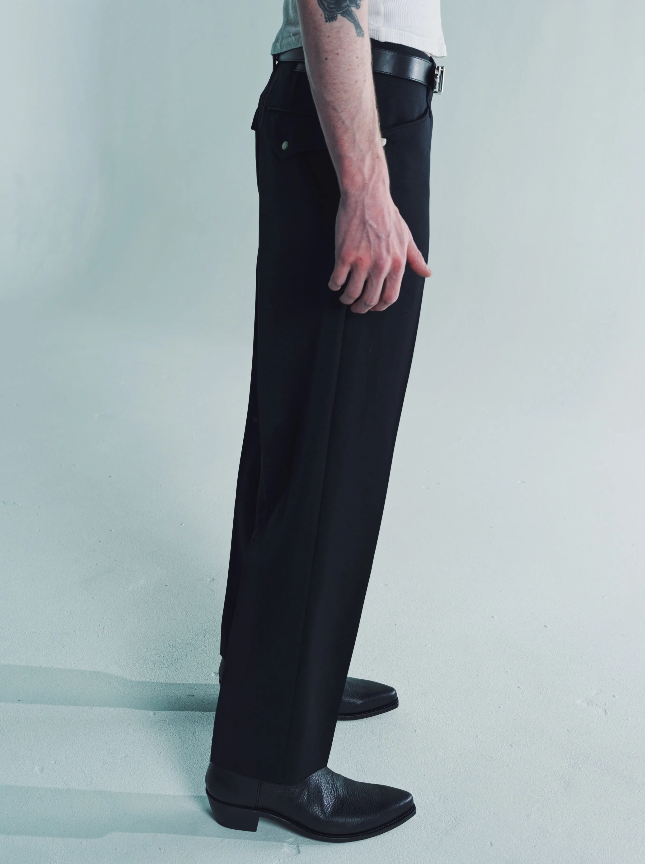 Black Wool & Satin Western Trousers