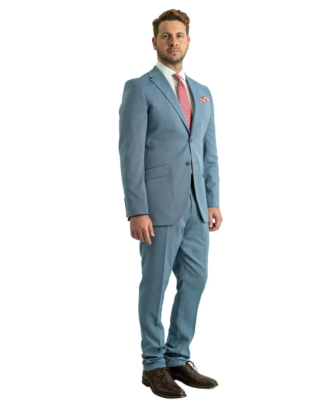 Blue Machine Washable Birdseye Suit