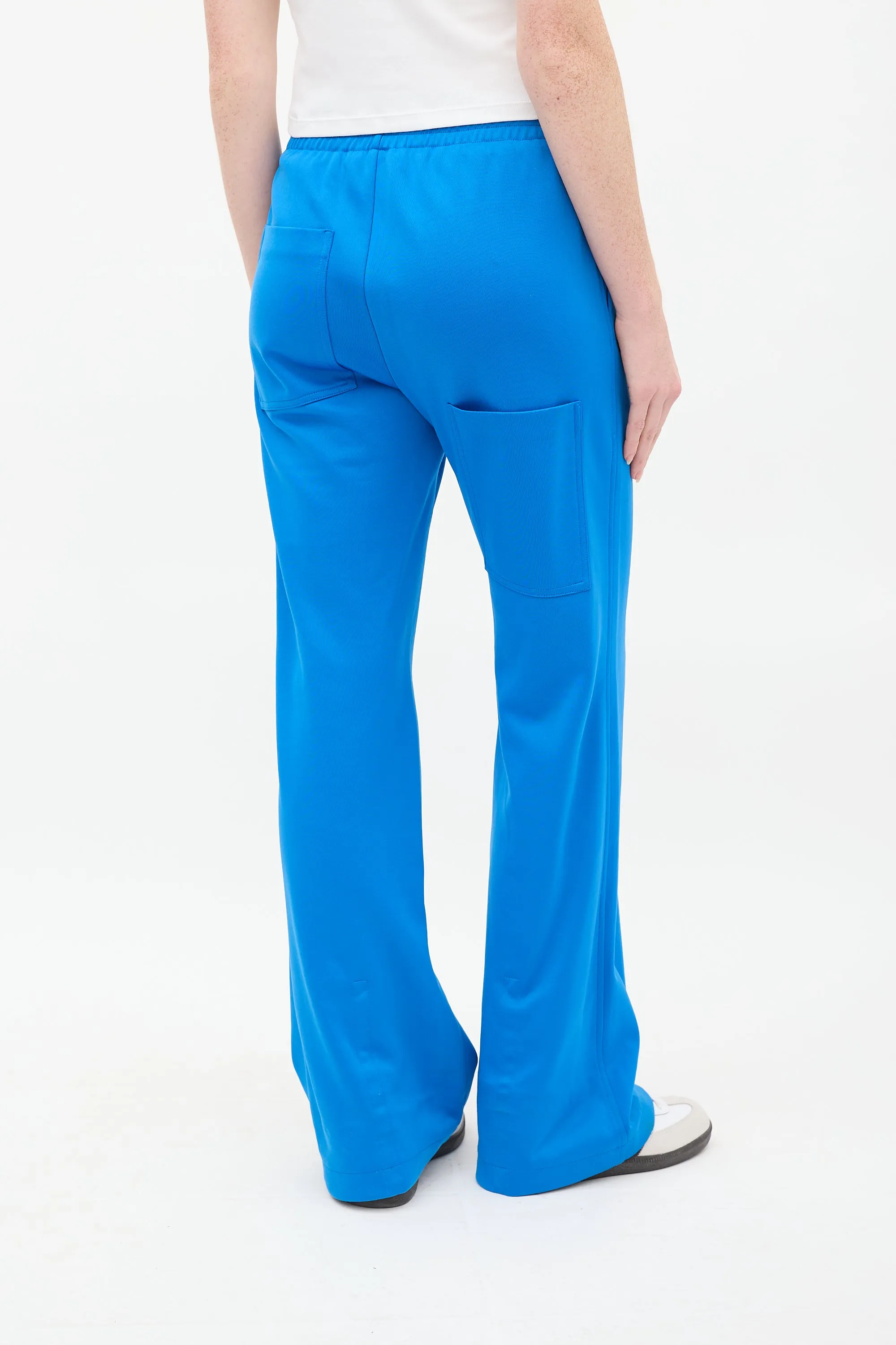 Blue Nylon & Cotton Pintuck Lounge Pant