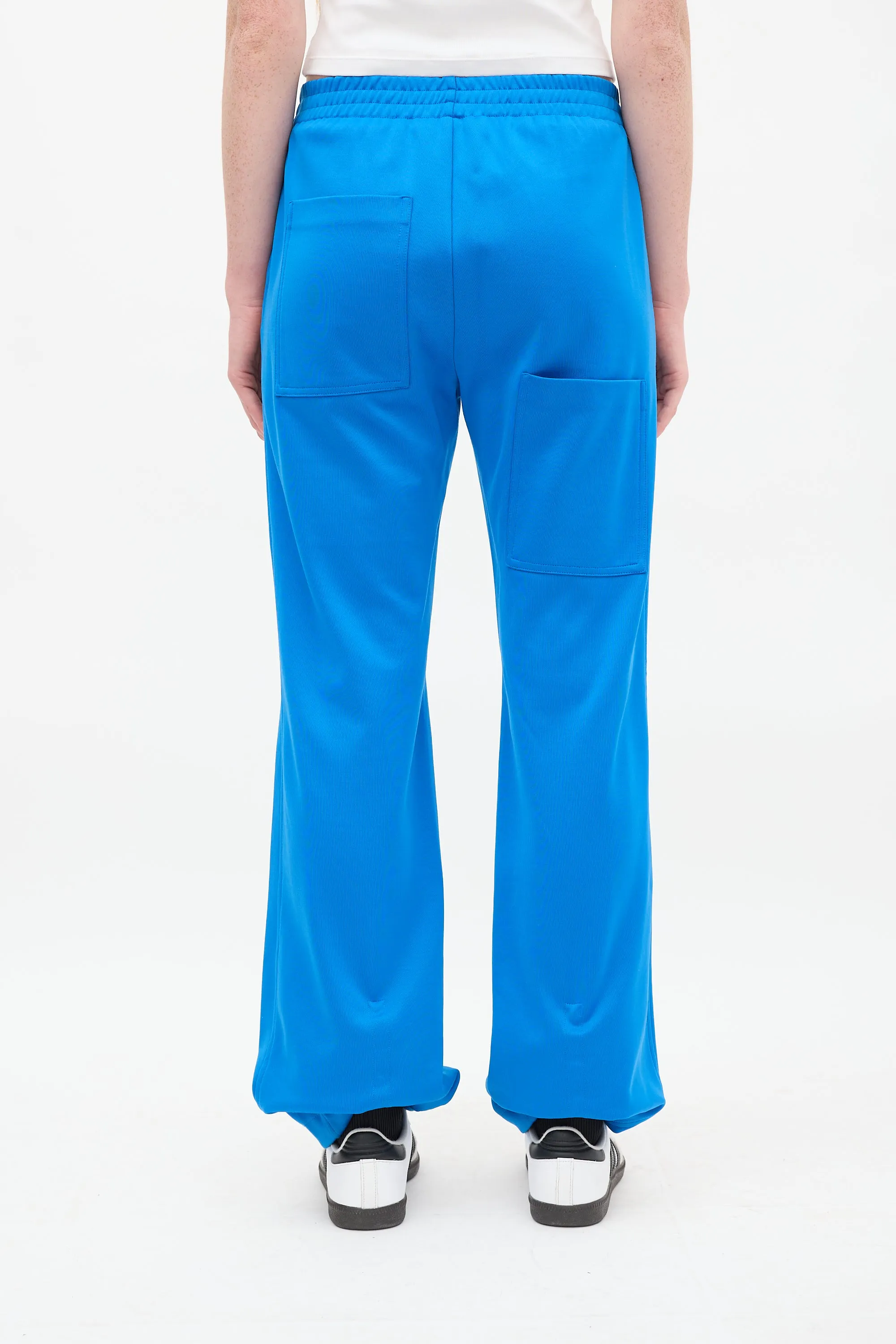 Blue Nylon & Cotton Pintuck Lounge Pant