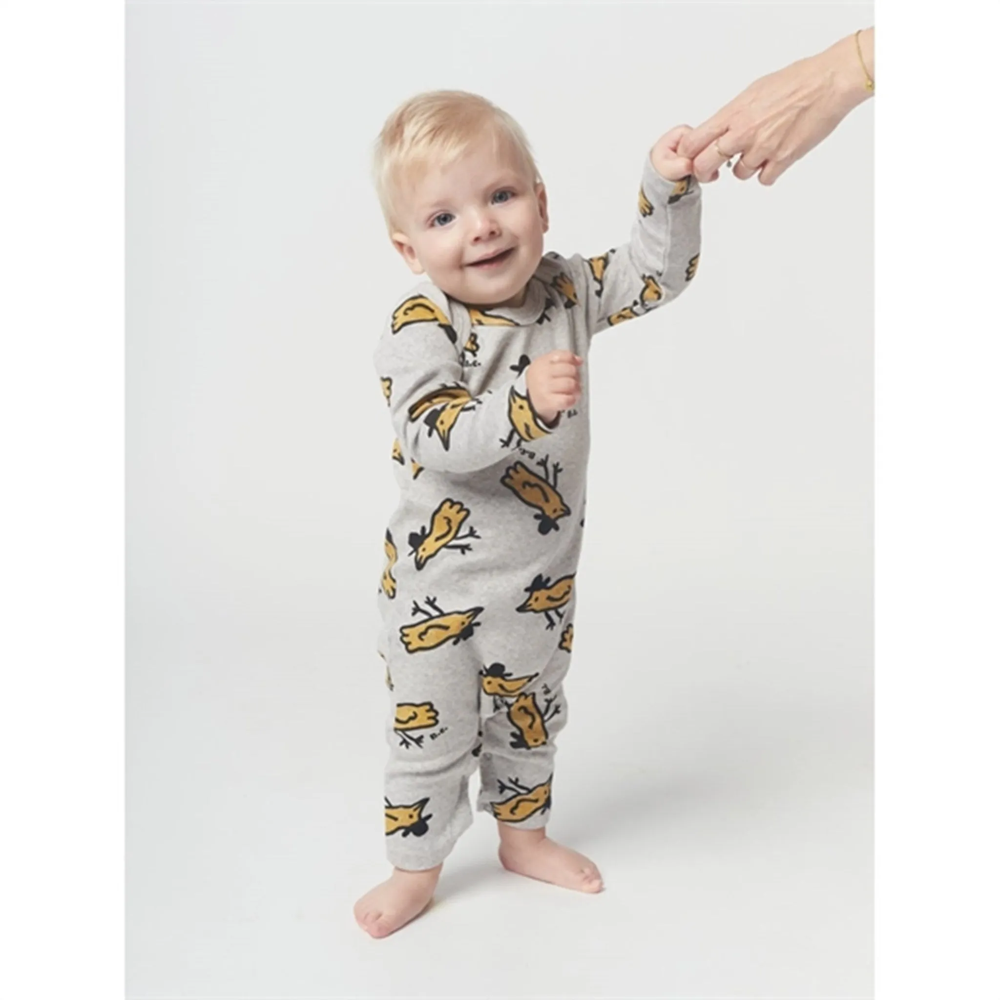 Bobo Choses Light Grey Mr Birdie All Over Overall