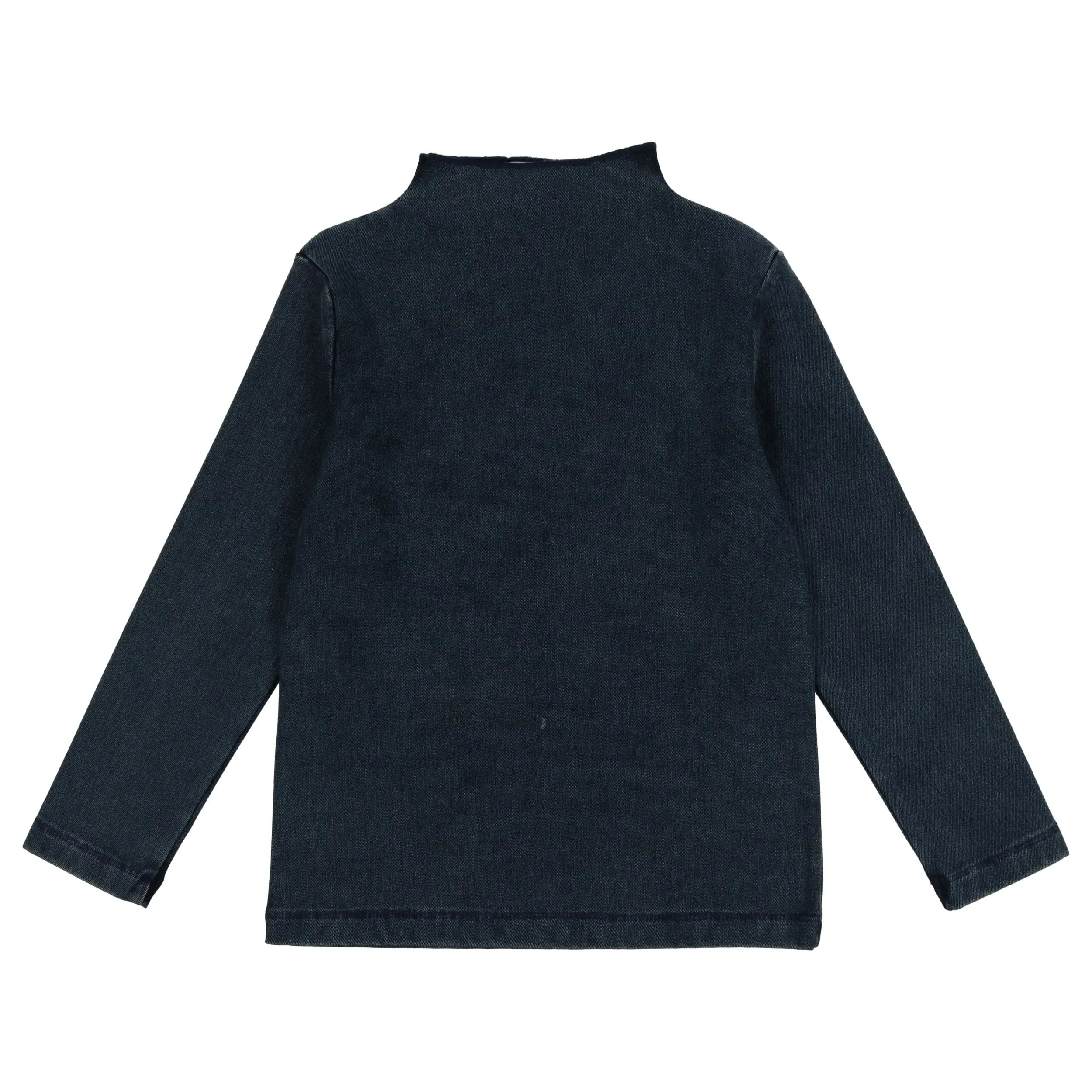 BOPOP Navy Denim Plain Mock Neck