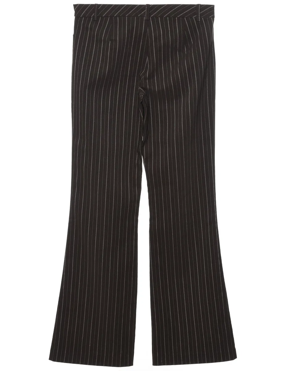 Brown Striped Flared Trousers - W30 L32