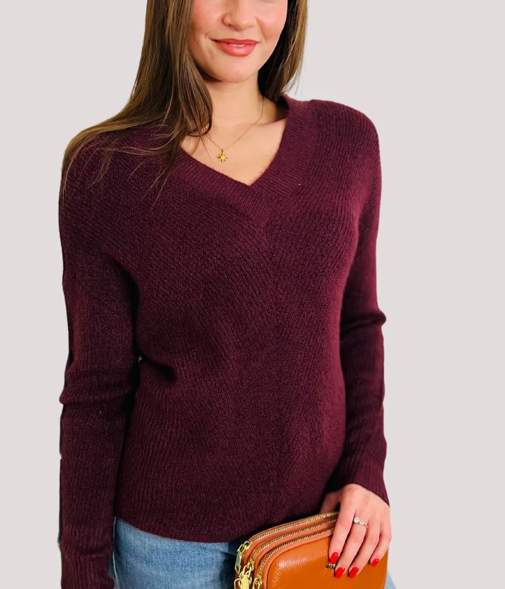 Burgundy Warm Wool Blend Womens Jumper