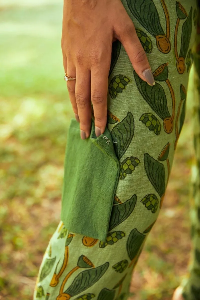 Bush Maze Pants | Linen Pants | Green Handloom Cotton Pants