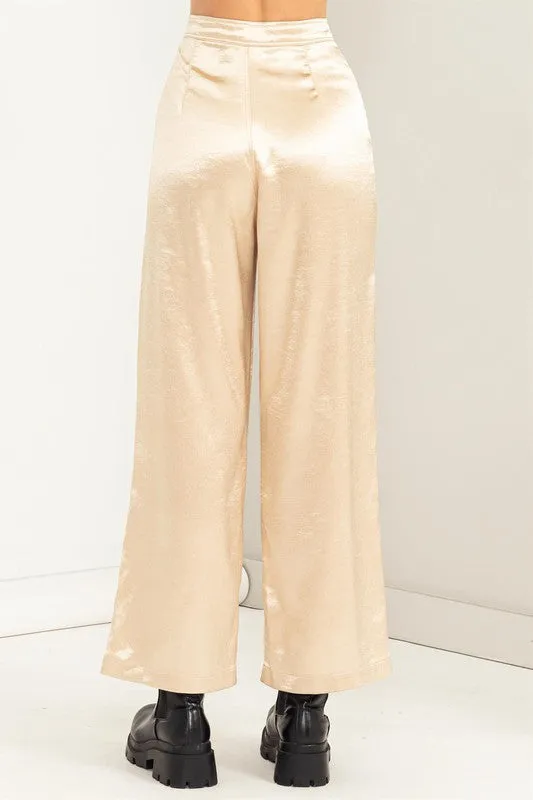 Caffe Latte Set To Love Satin High-Waist Wide Leg Pants