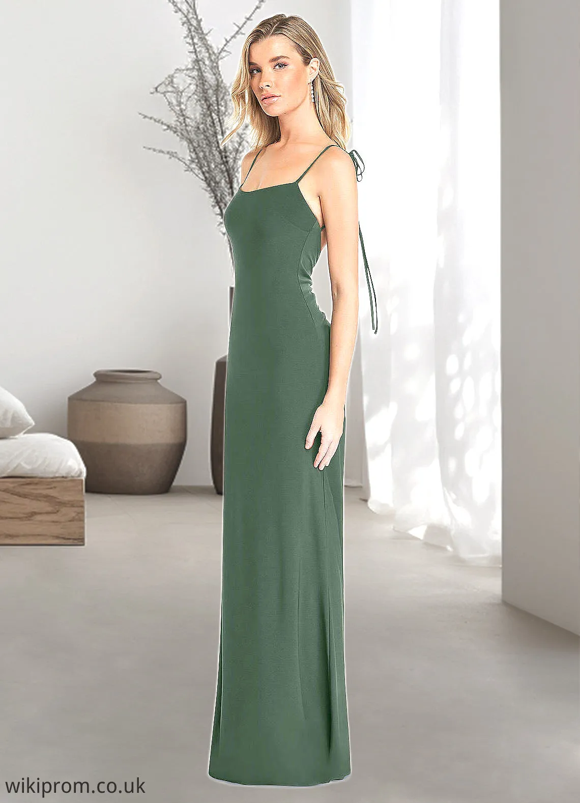 Camilla Sheath Bow Luxe Knit Floor-Length Dress Eucalyptus SWKP0022744