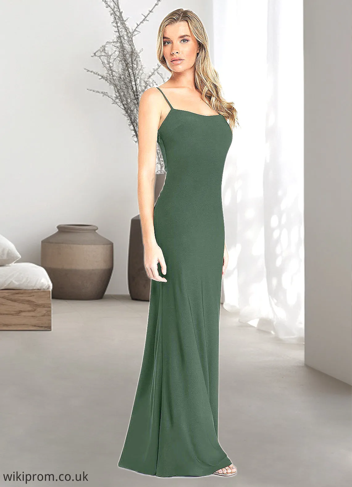 Camilla Sheath Bow Luxe Knit Floor-Length Dress Eucalyptus SWKP0022744