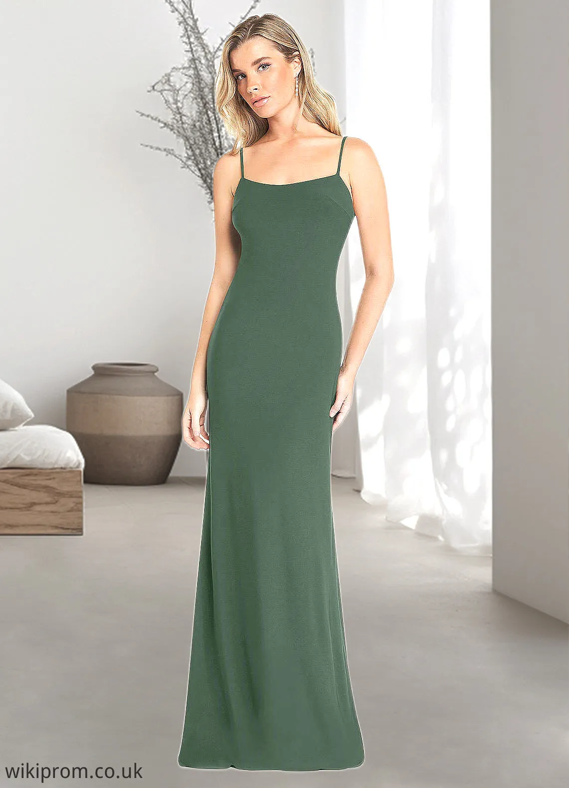 Camilla Sheath Bow Luxe Knit Floor-Length Dress Eucalyptus SWKP0022744