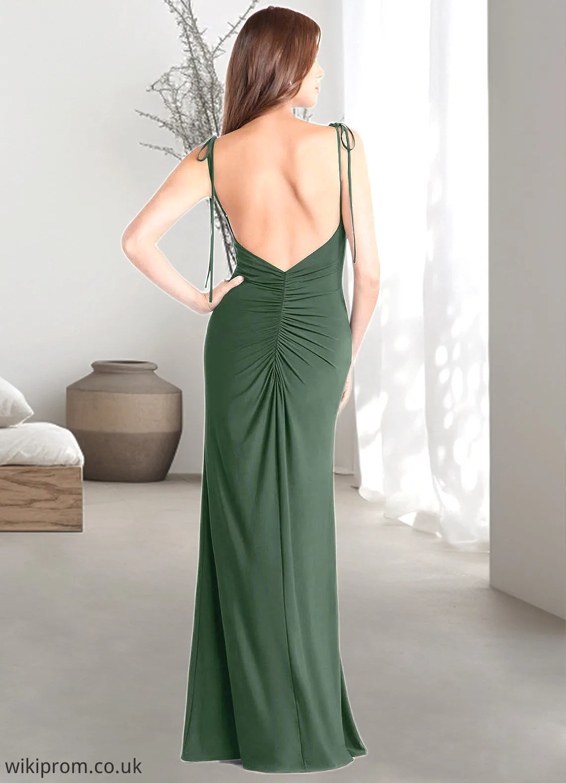 Camilla Sheath Bow Luxe Knit Floor-Length Dress Eucalyptus SWKP0022744