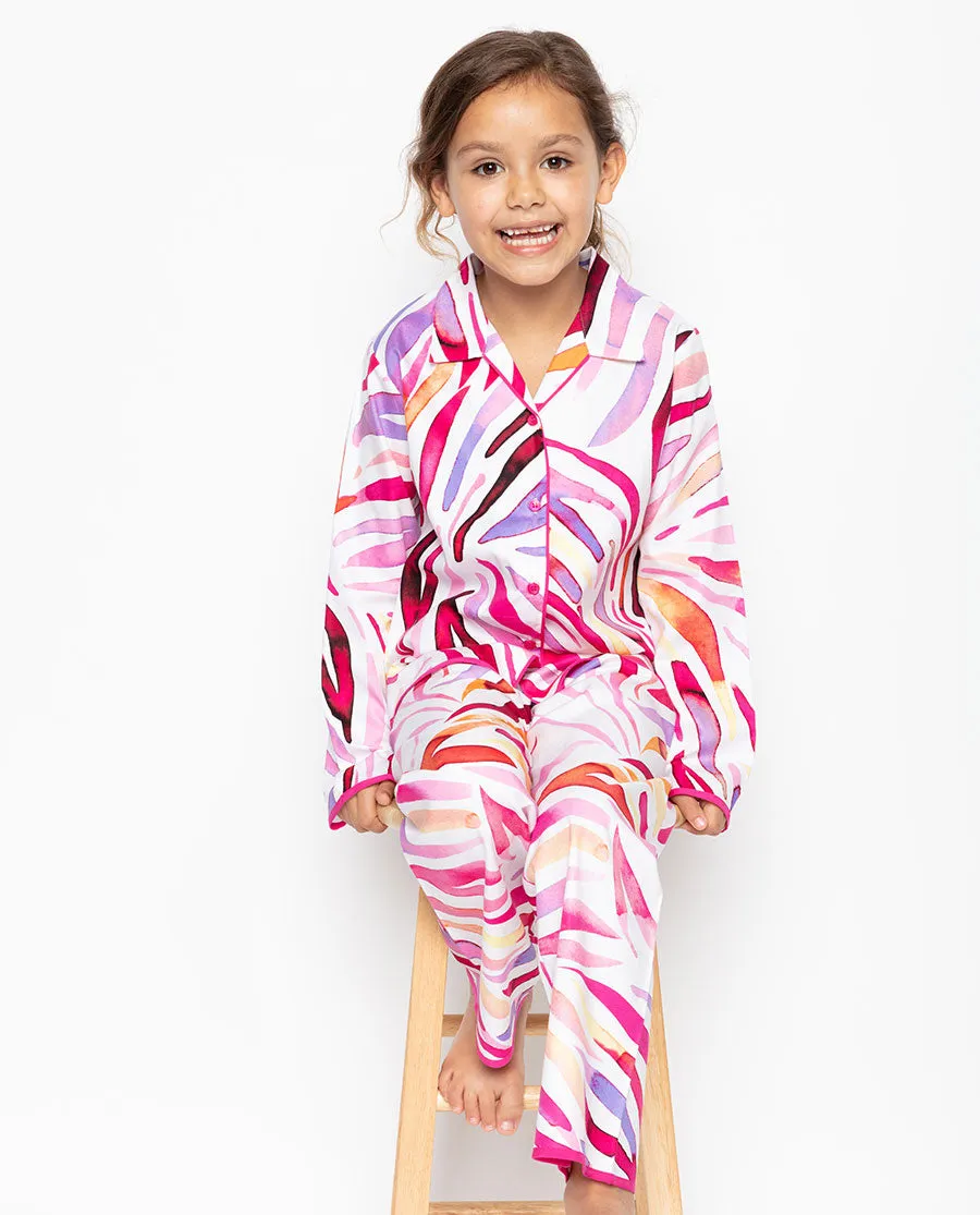 Carrie Pink Brushstroke Print Pyjama Set