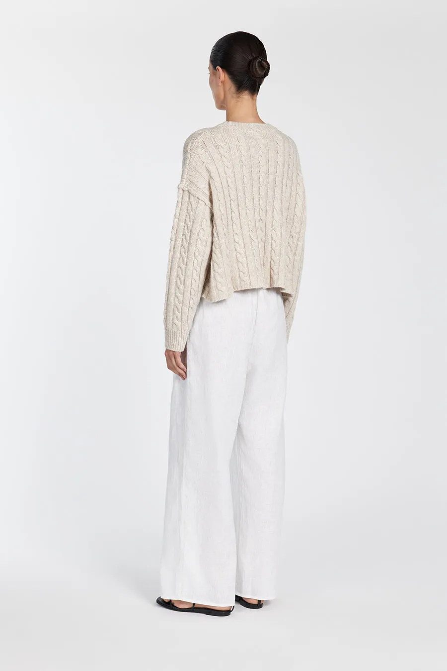 CASEY CHALK MARLE CABLE KNIT JUMPER