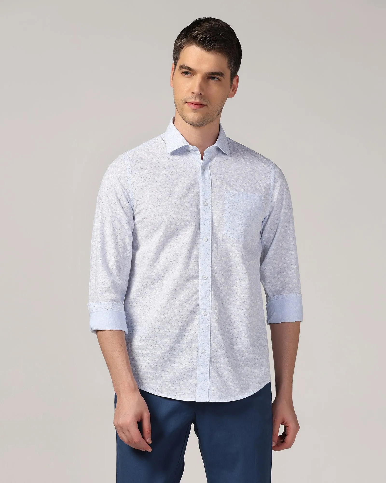 Casual Blue Printed Shirt - Salsa