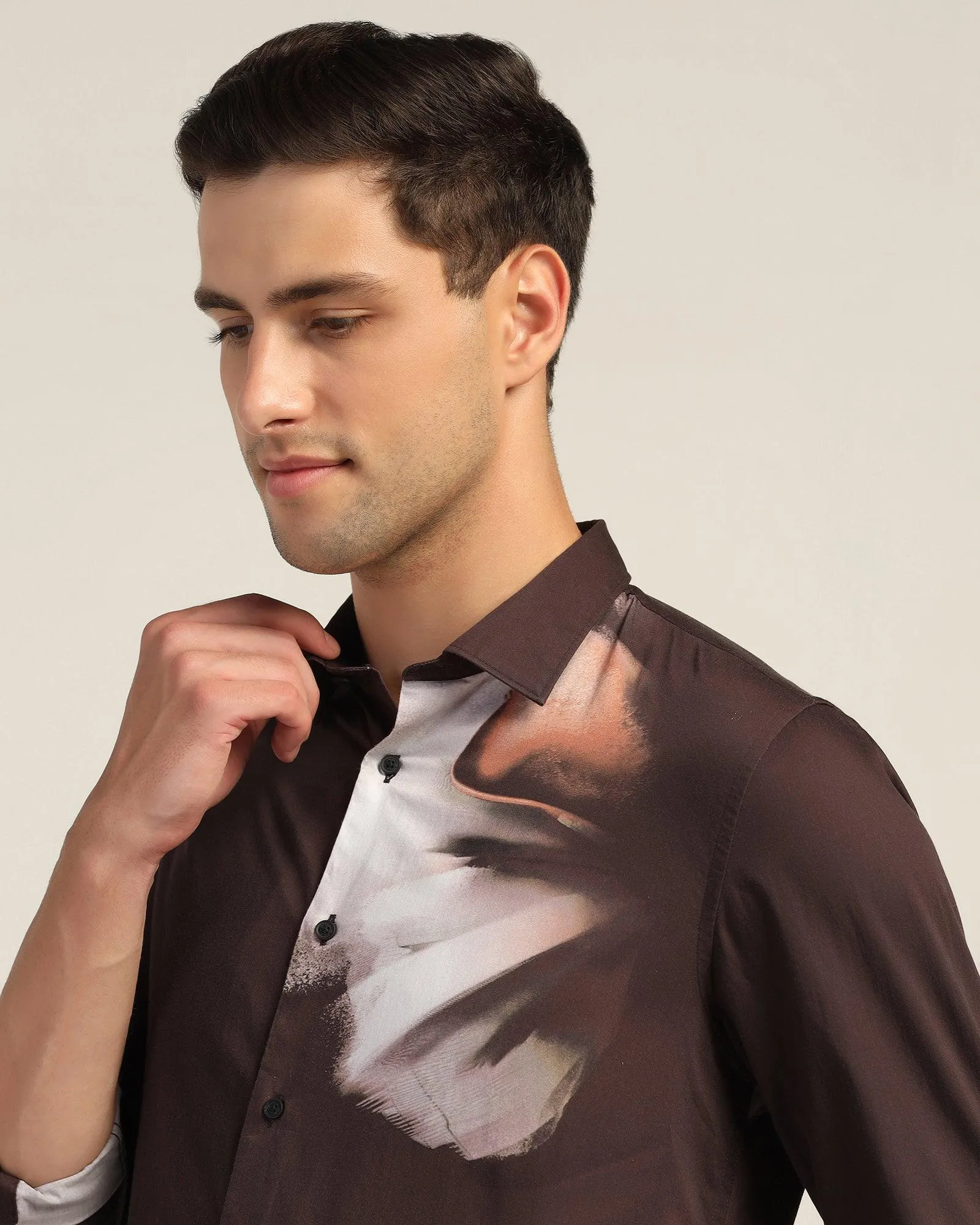 Casual Coffee Printed Shirt - Santo