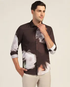 Casual Coffee Printed Shirt - Santo