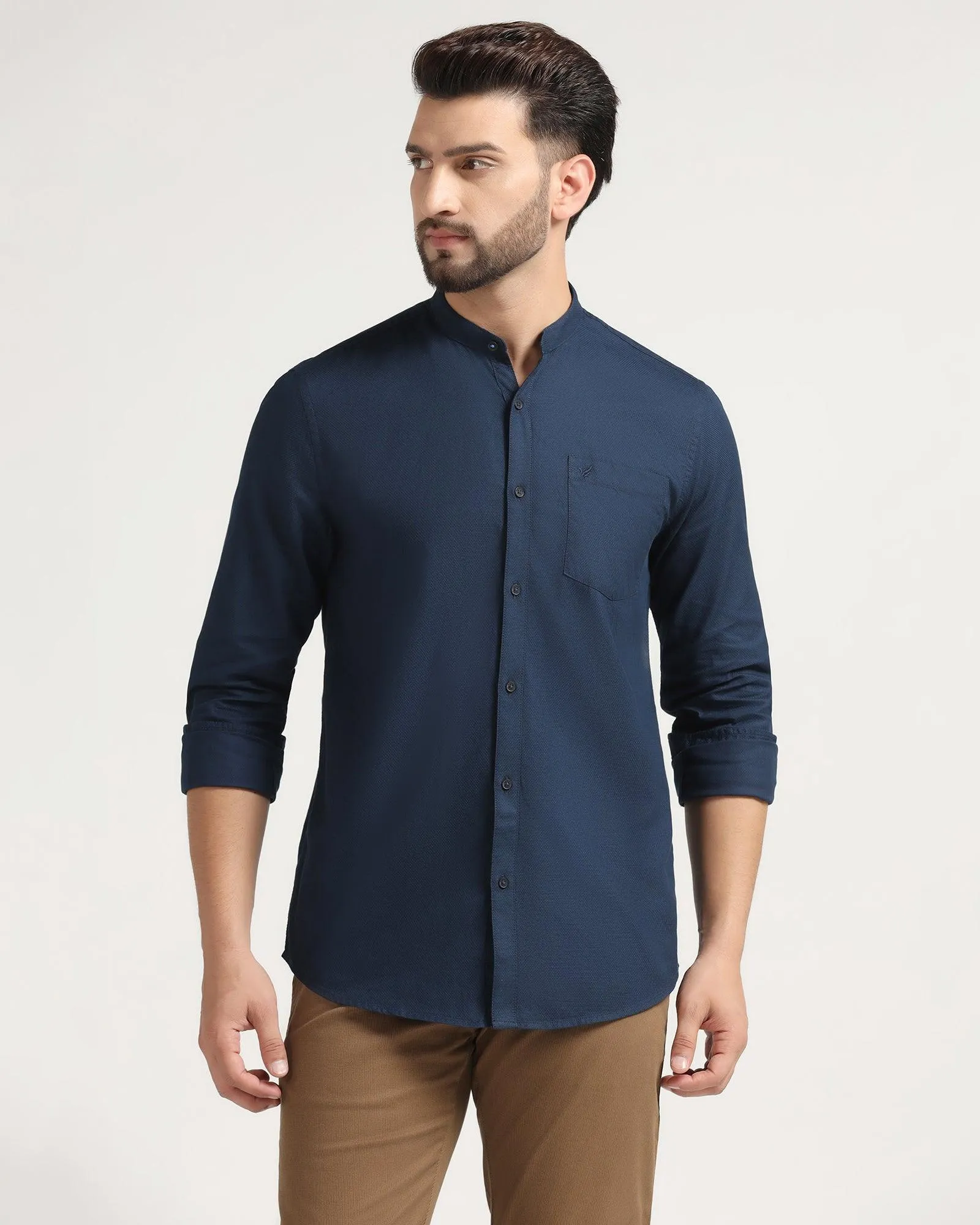 Casual Navy Solid Shirt - Colt