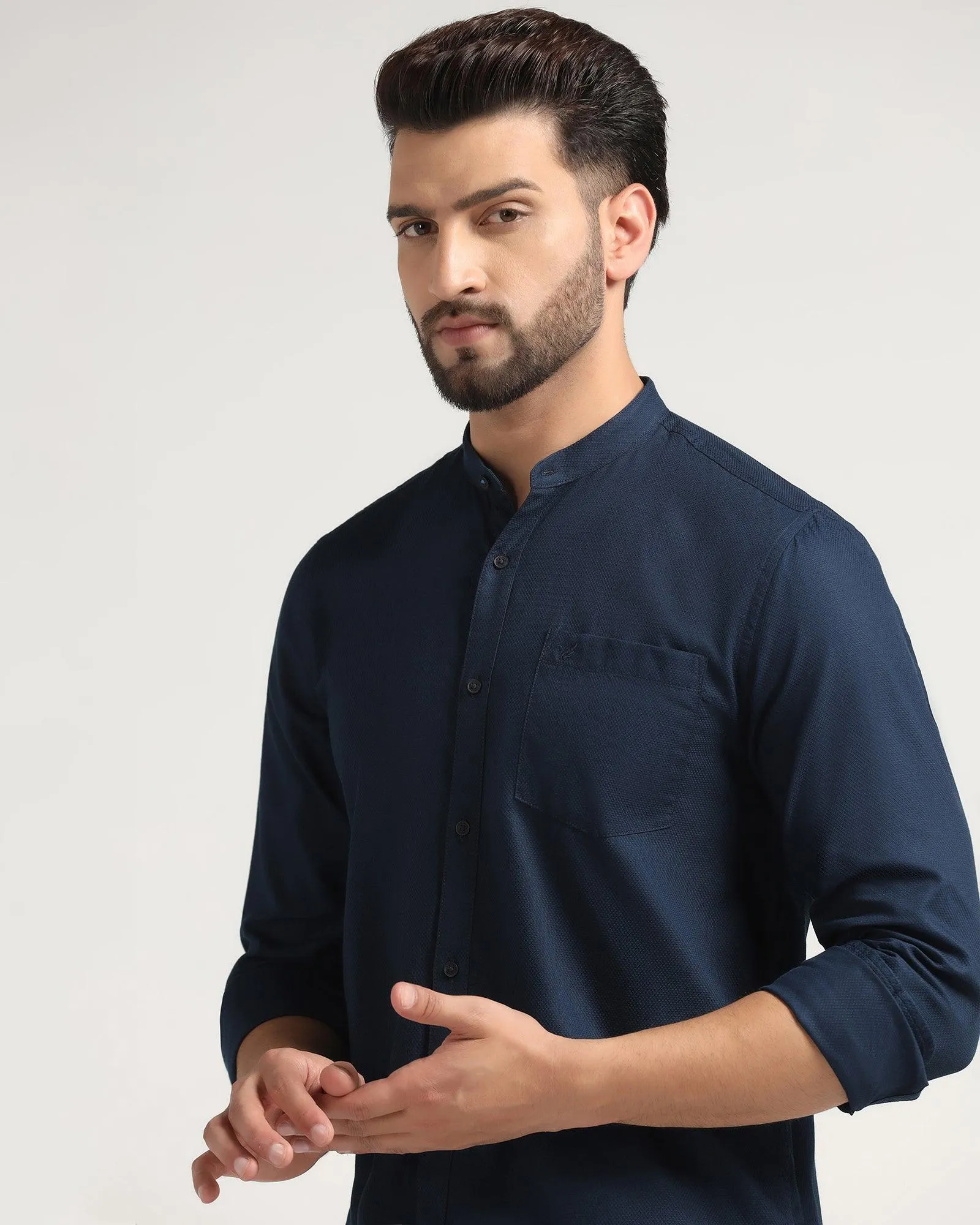 Casual Navy Solid Shirt - Colt