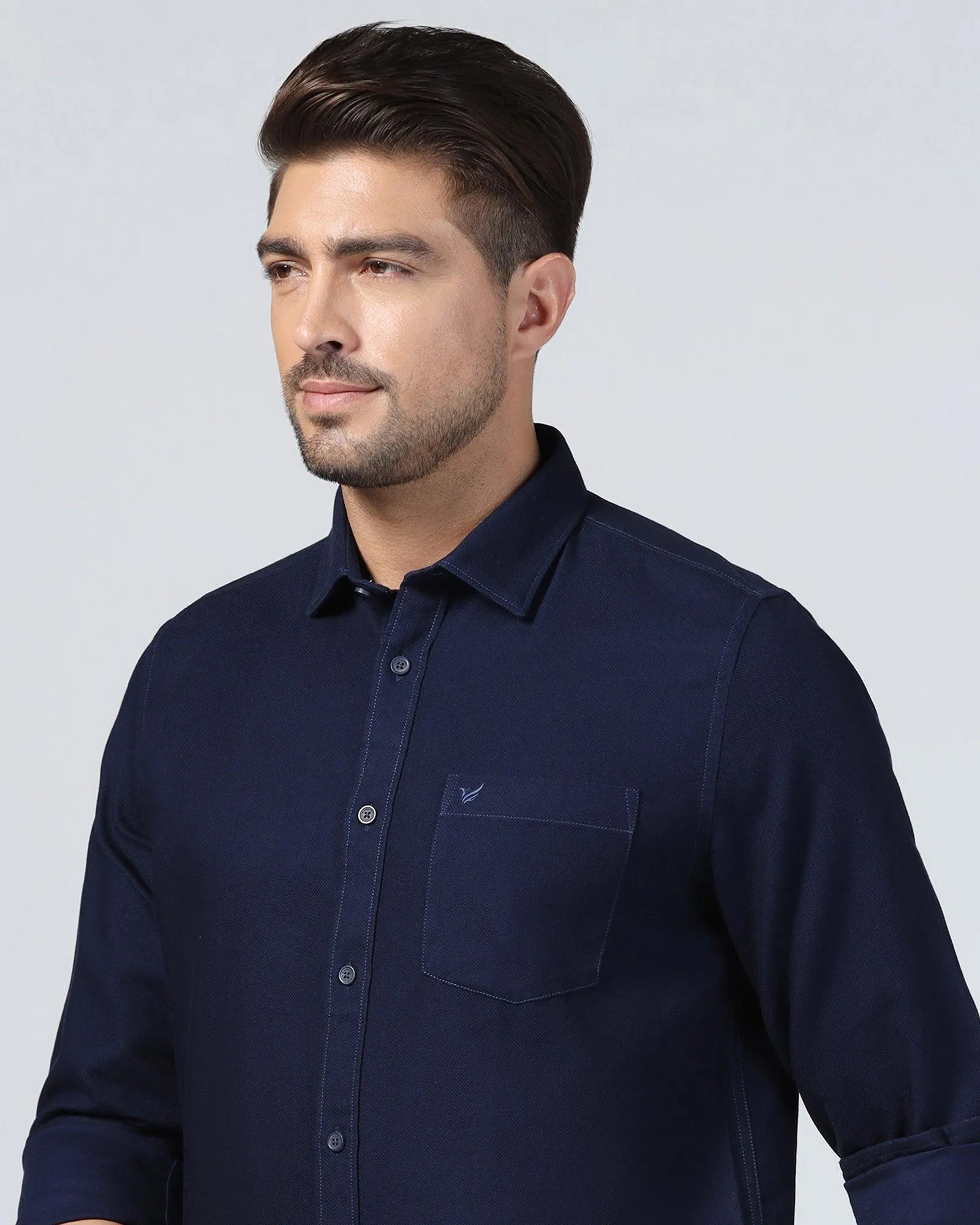 Casual Navy Textured Shirt - Caty