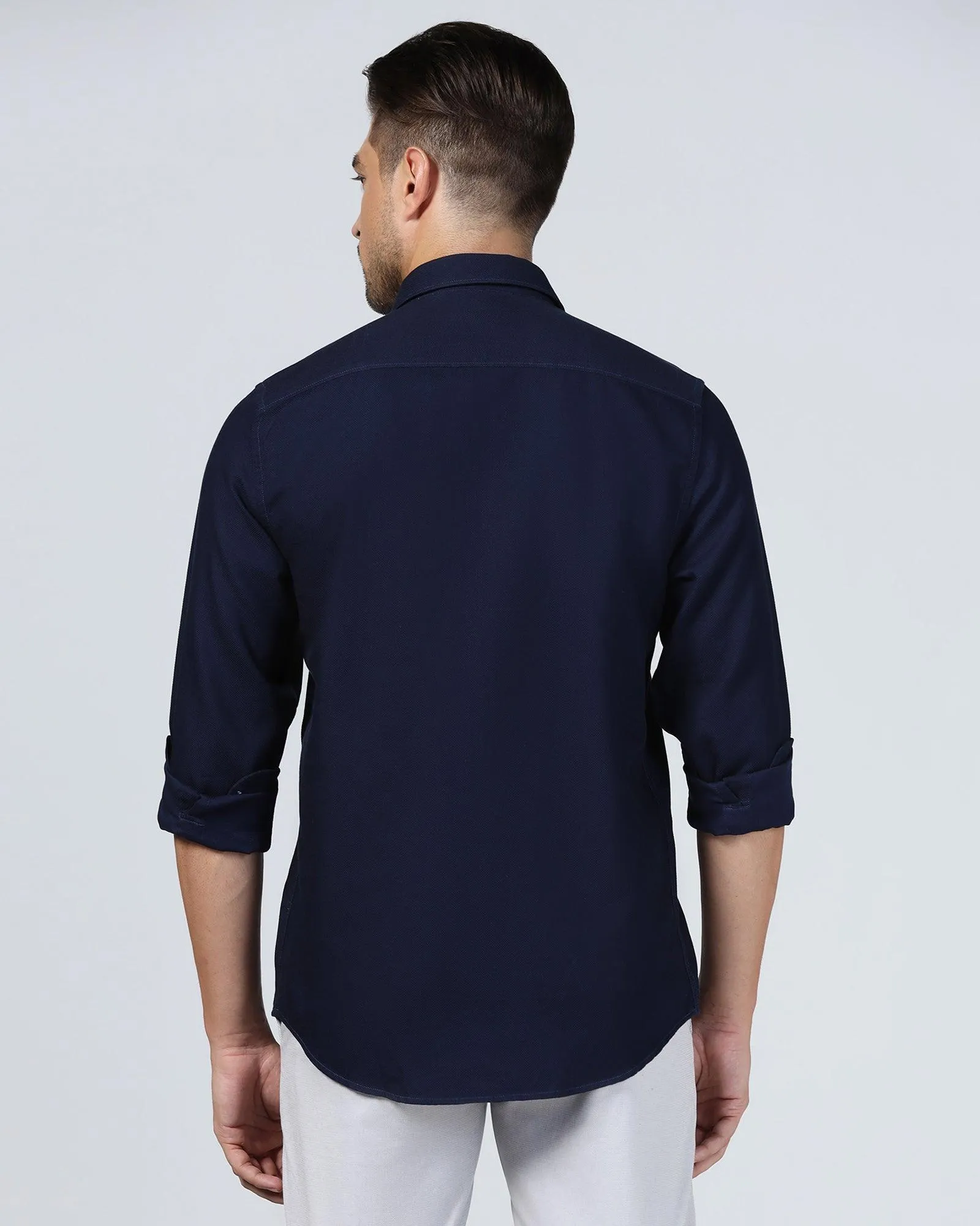 Casual Navy Textured Shirt - Caty