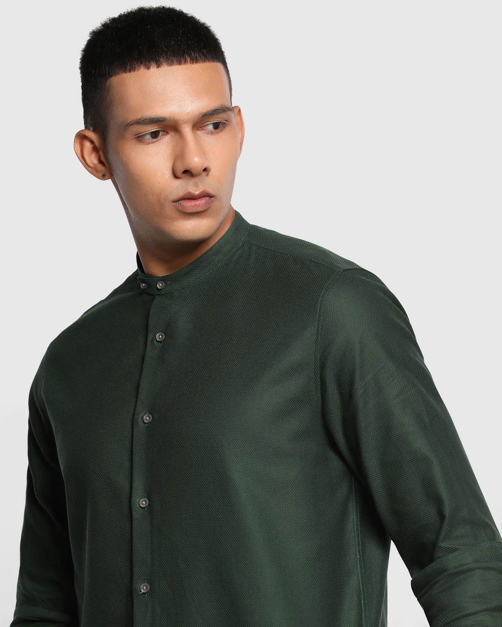 Casual Olive Textured Shirt - Myler