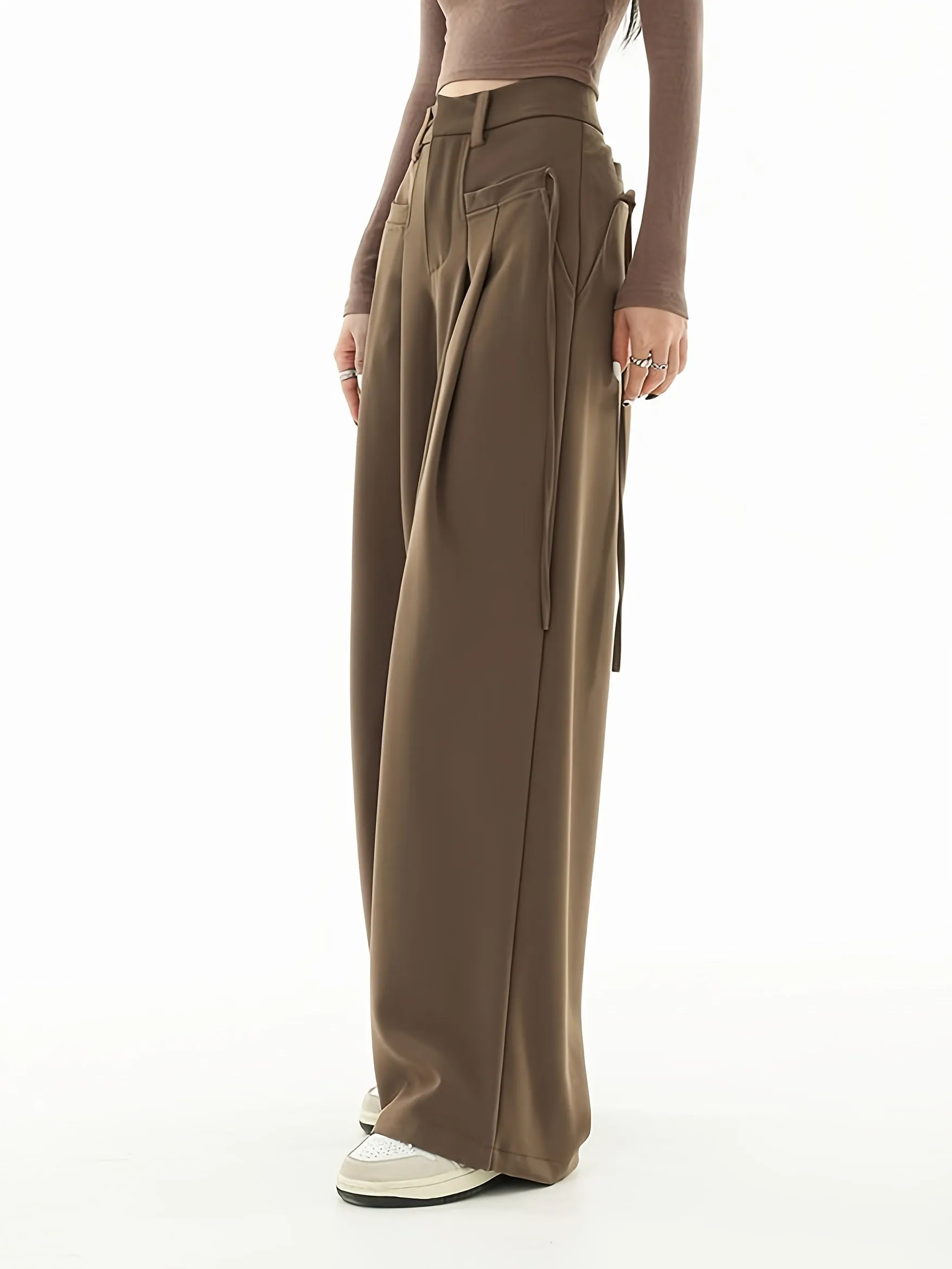 Casual Suit High Waist Straight Wide Leg Pants