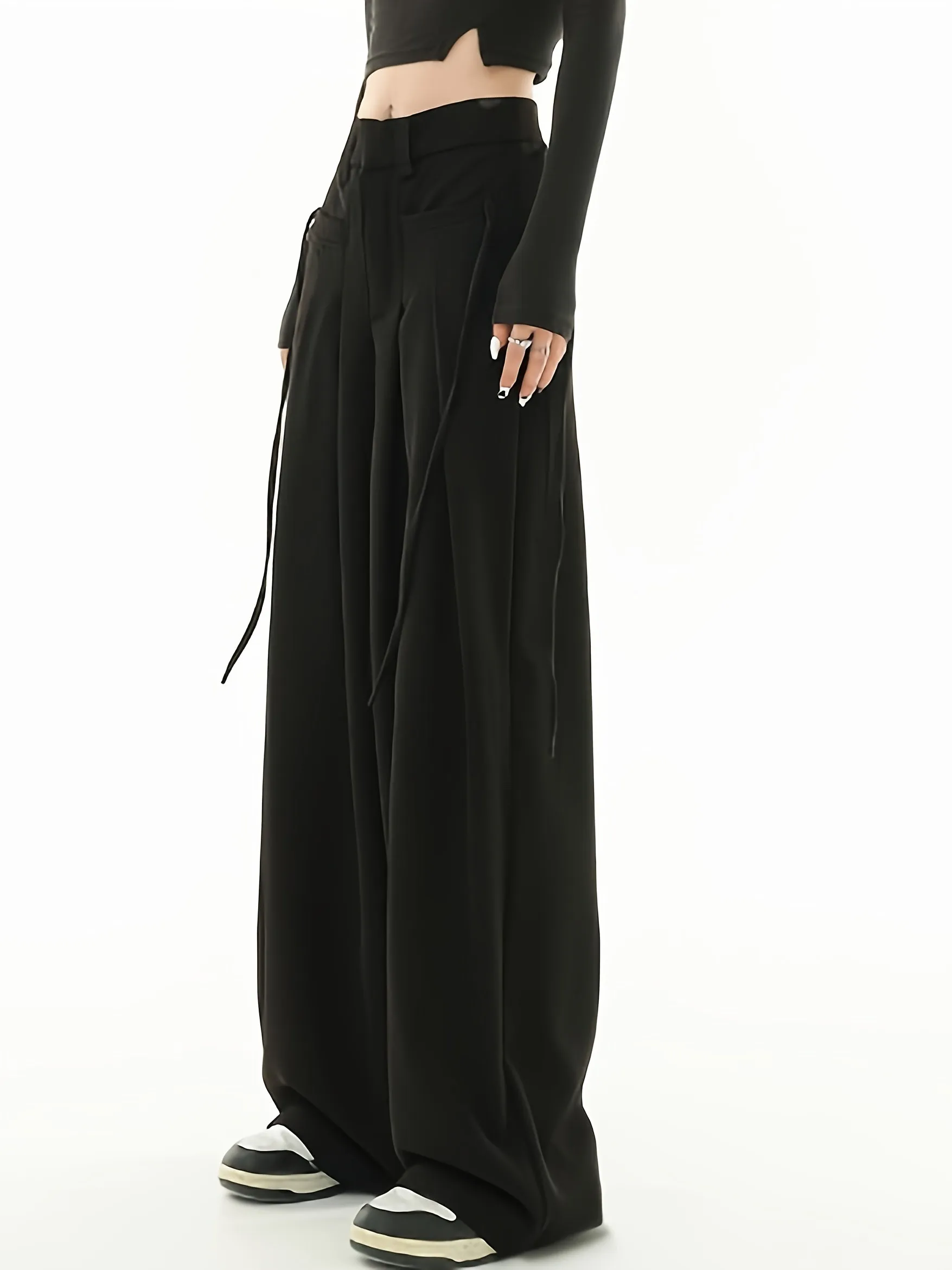 Casual Suit High Waist Straight Wide Leg Pants