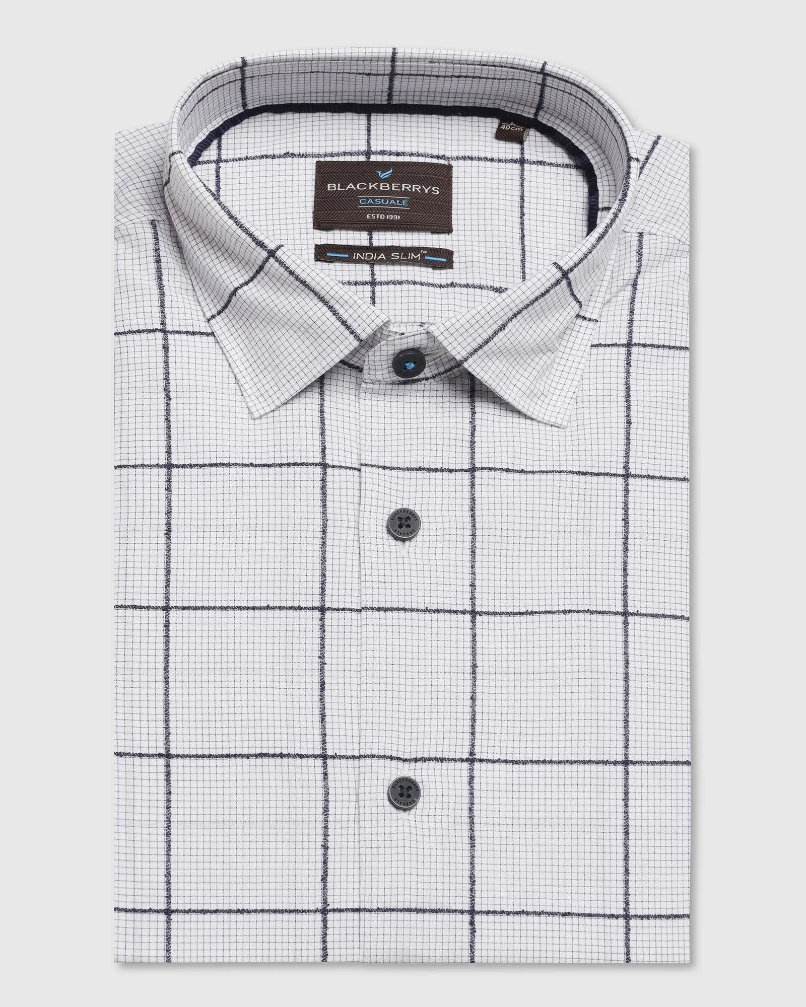 Casual White Check Shirt - Enzo