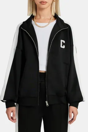 Cernucci Embroidered Varsity Track Jacket - Black