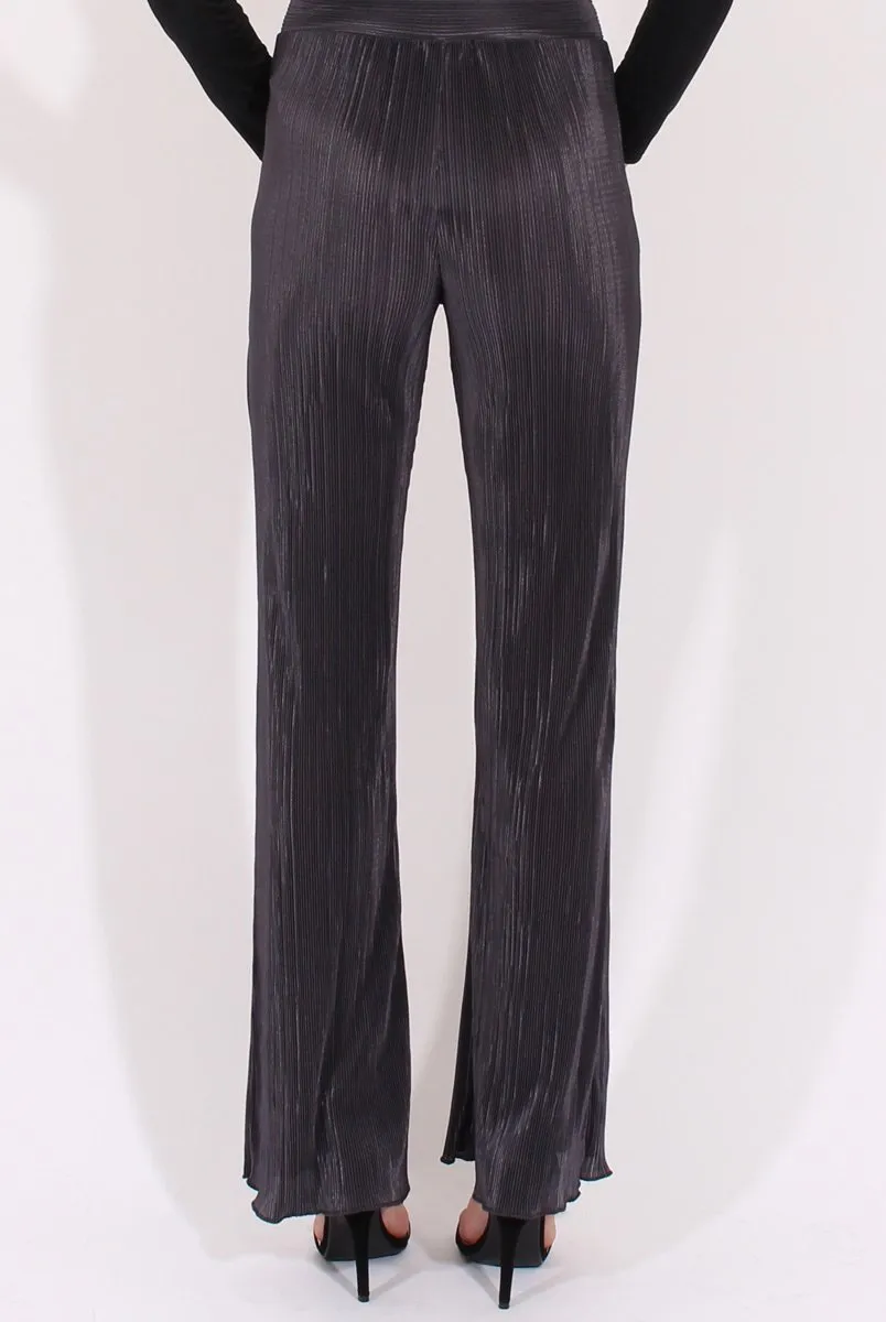 Charcoal Pleated Long High Waisted Trousers - Jojo