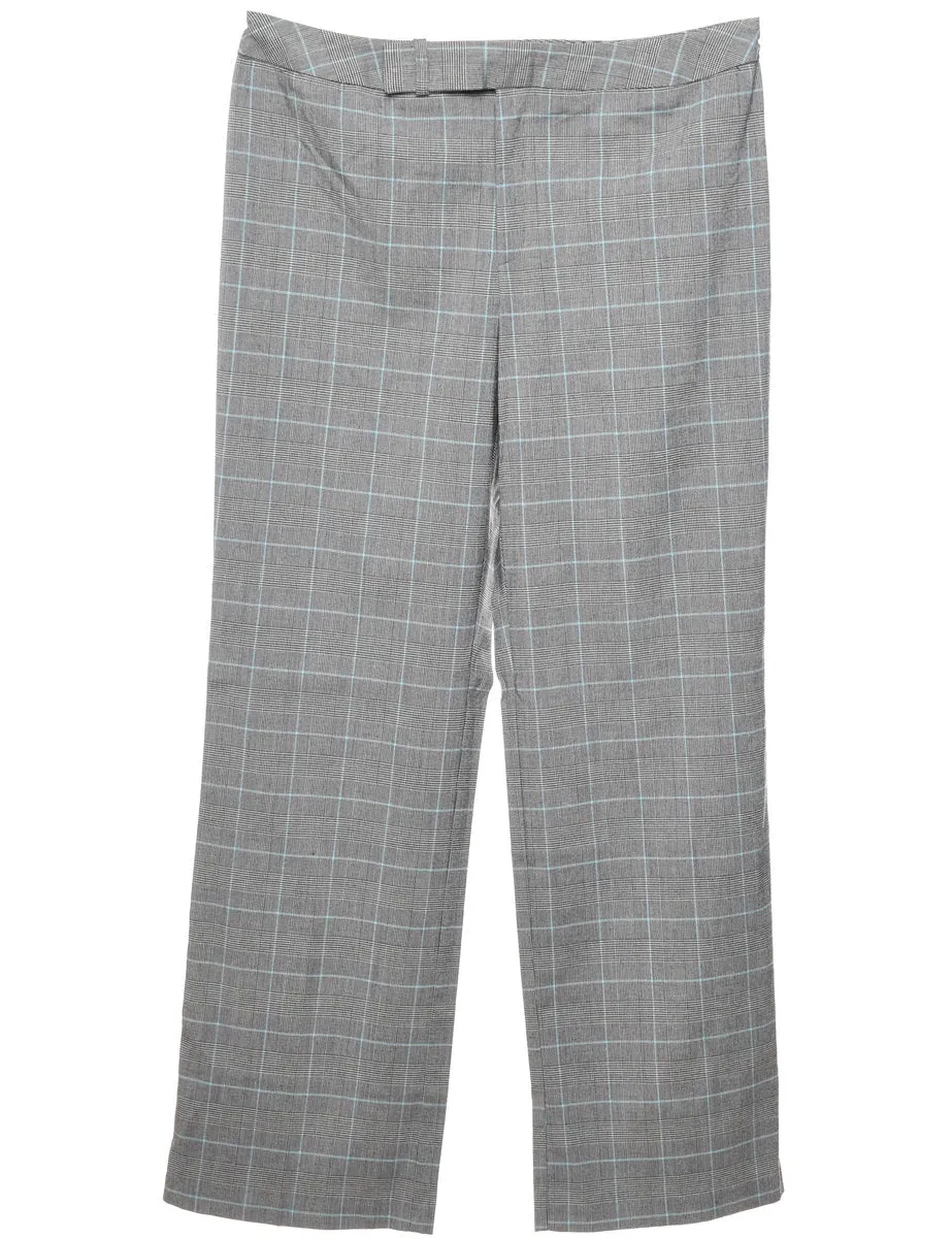 Checked Grey & Light Blue Trousers - W35 L32