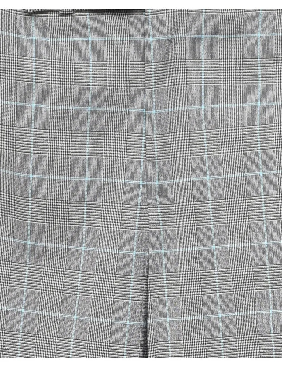 Checked Grey & Light Blue Trousers - W35 L32