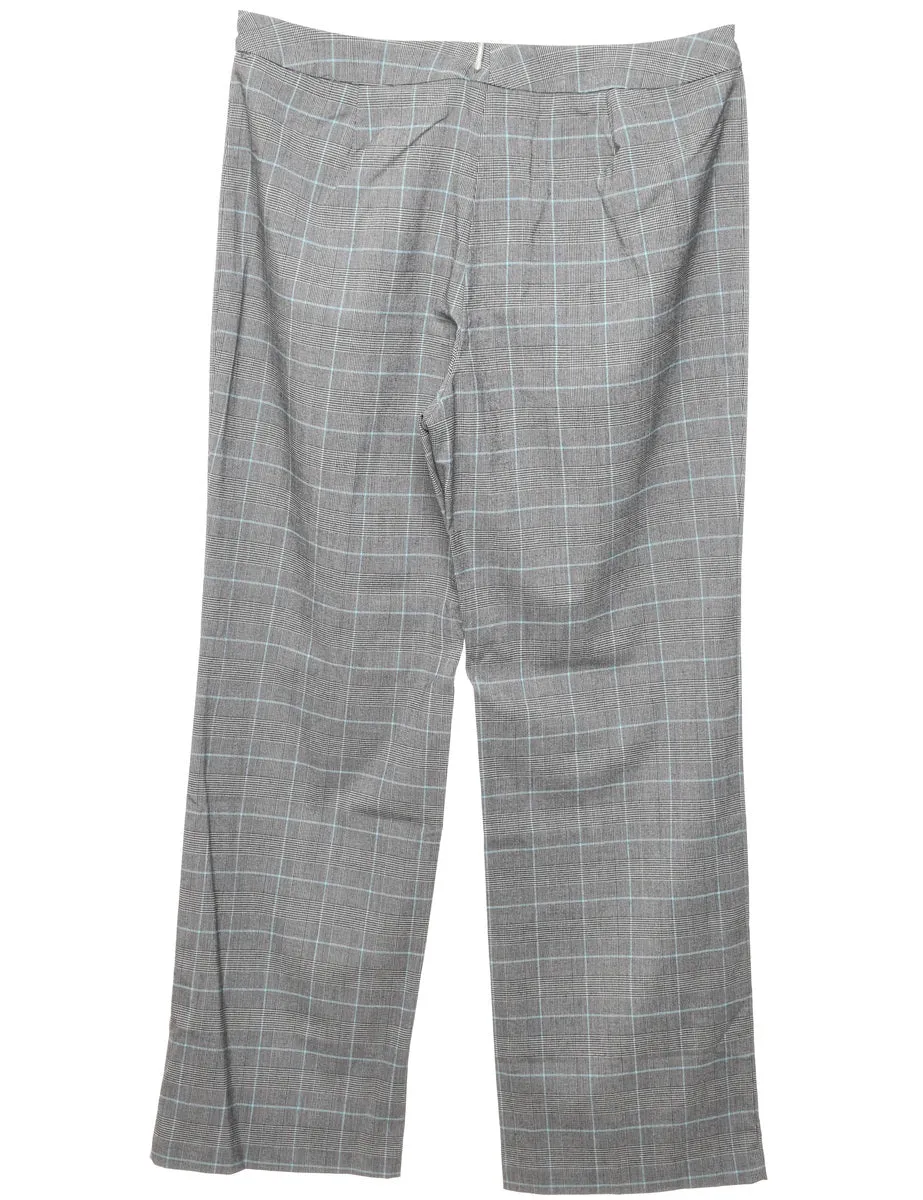 Checked Grey & Light Blue Trousers - W35 L32