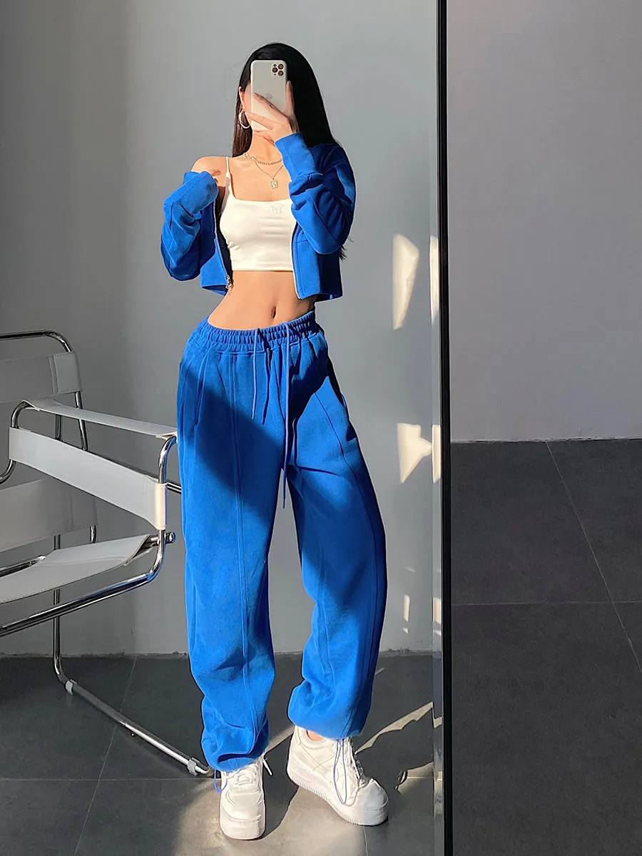 Cheyenne Solid Straight Leg High Waisted Sweatpants