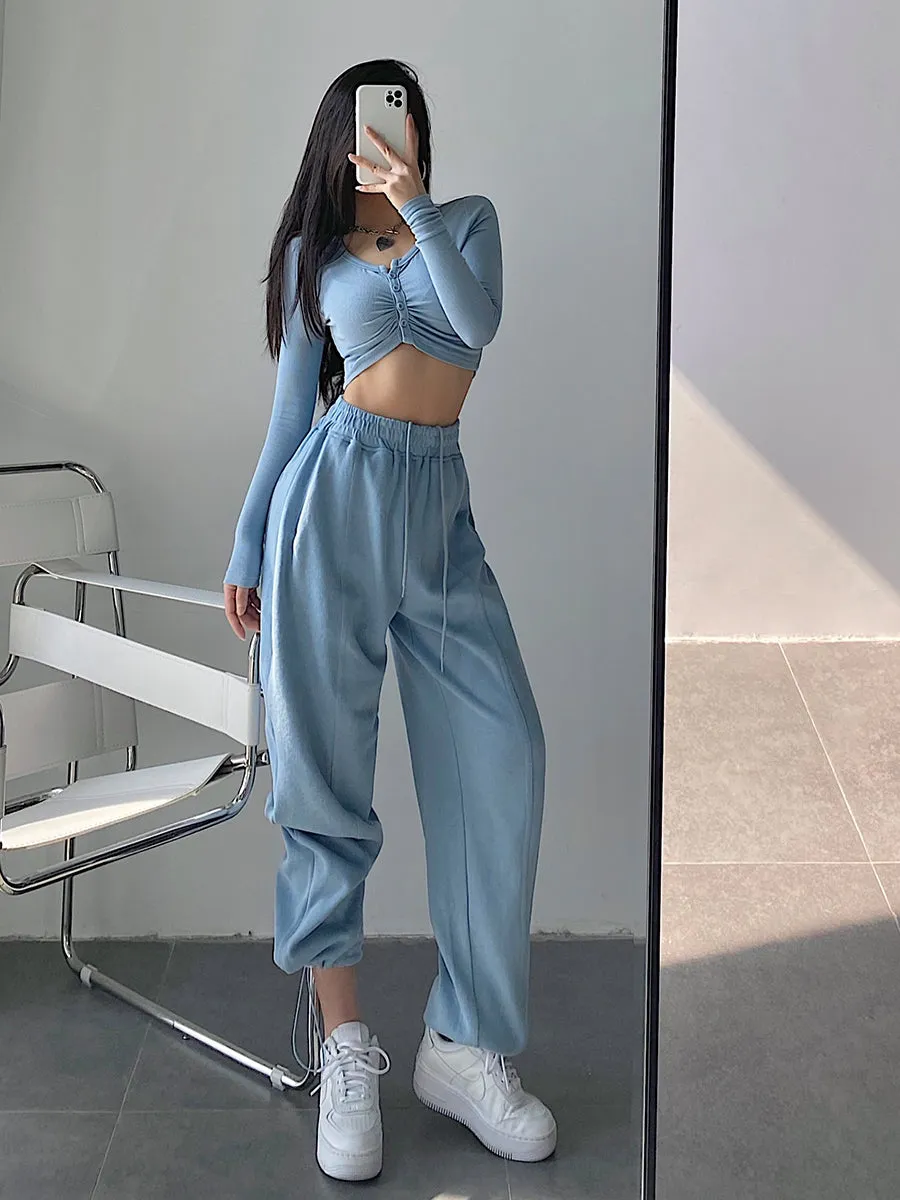 Cheyenne Solid Straight Leg High Waisted Sweatpants