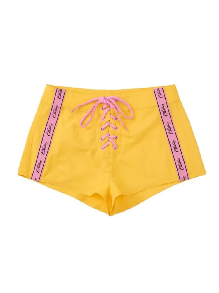 CHILLHANG Retro High Waist Surf Shorts