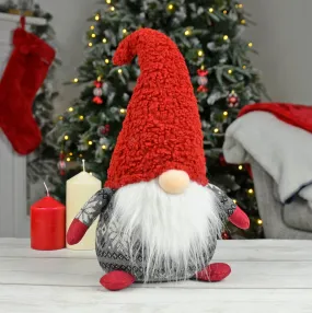 Christmas Gonk Decoration Fair Isle Jumper Grey Red Gnome 46cm